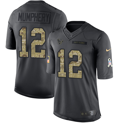 Men's Limited Keith Mumphery Nike Jersey Black - #12 2016 Salute to Service NFL Houston Texans